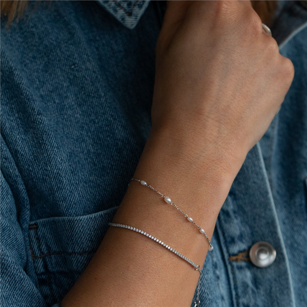 Seek + Find Worthy Silver Freshwater Pearl Bracelet
