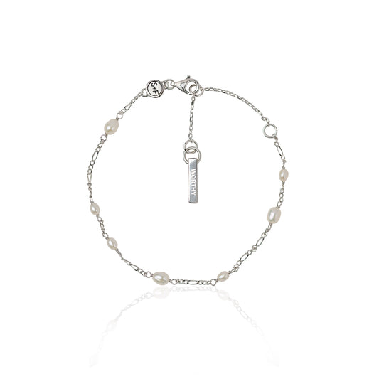Seek + Find Worthy Silver Freshwater Pearl Bracelet