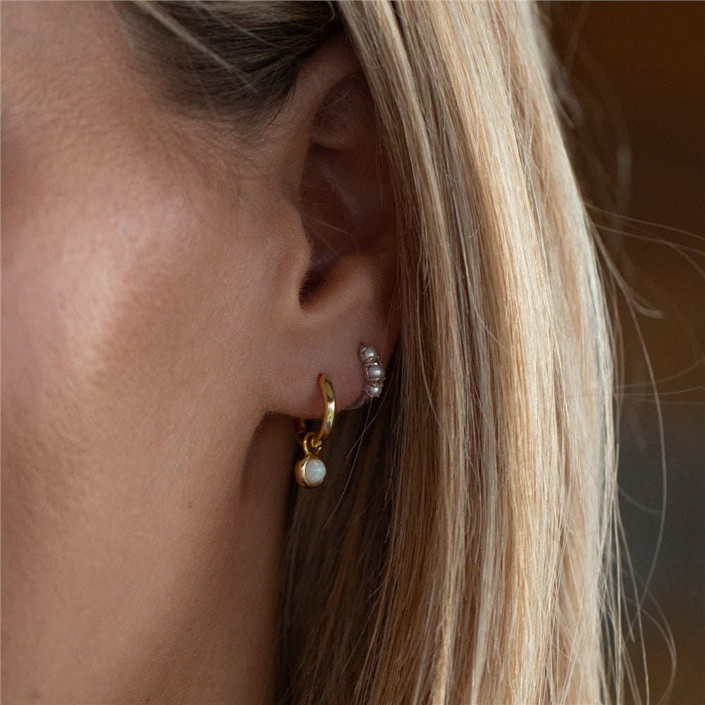 Seek + Find Worthy Silver Freshwater Pearl Huggies