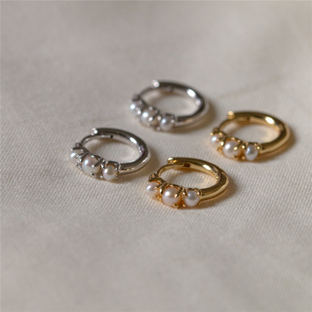 Seek + Find Worthy Silver Freshwater Pearl Huggies