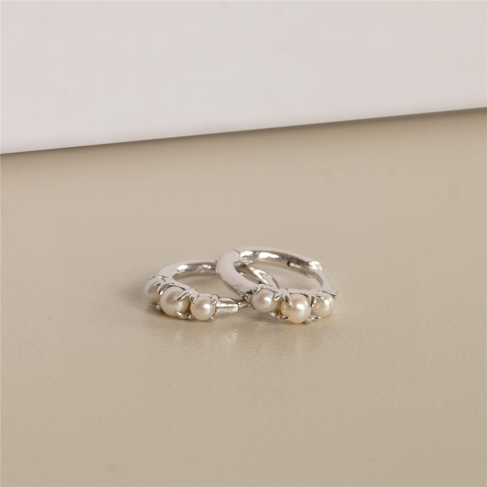 Seek + Find Worthy Silver Freshwater Pearl Huggies
