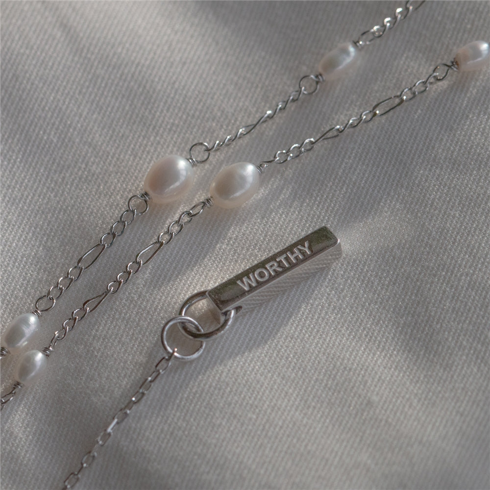 Seek + Find Worthy Silver Freshwater Pearl Necklace