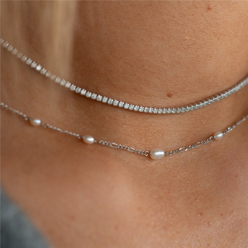 Seek + Find Worthy Silver Freshwater Pearl Necklace
