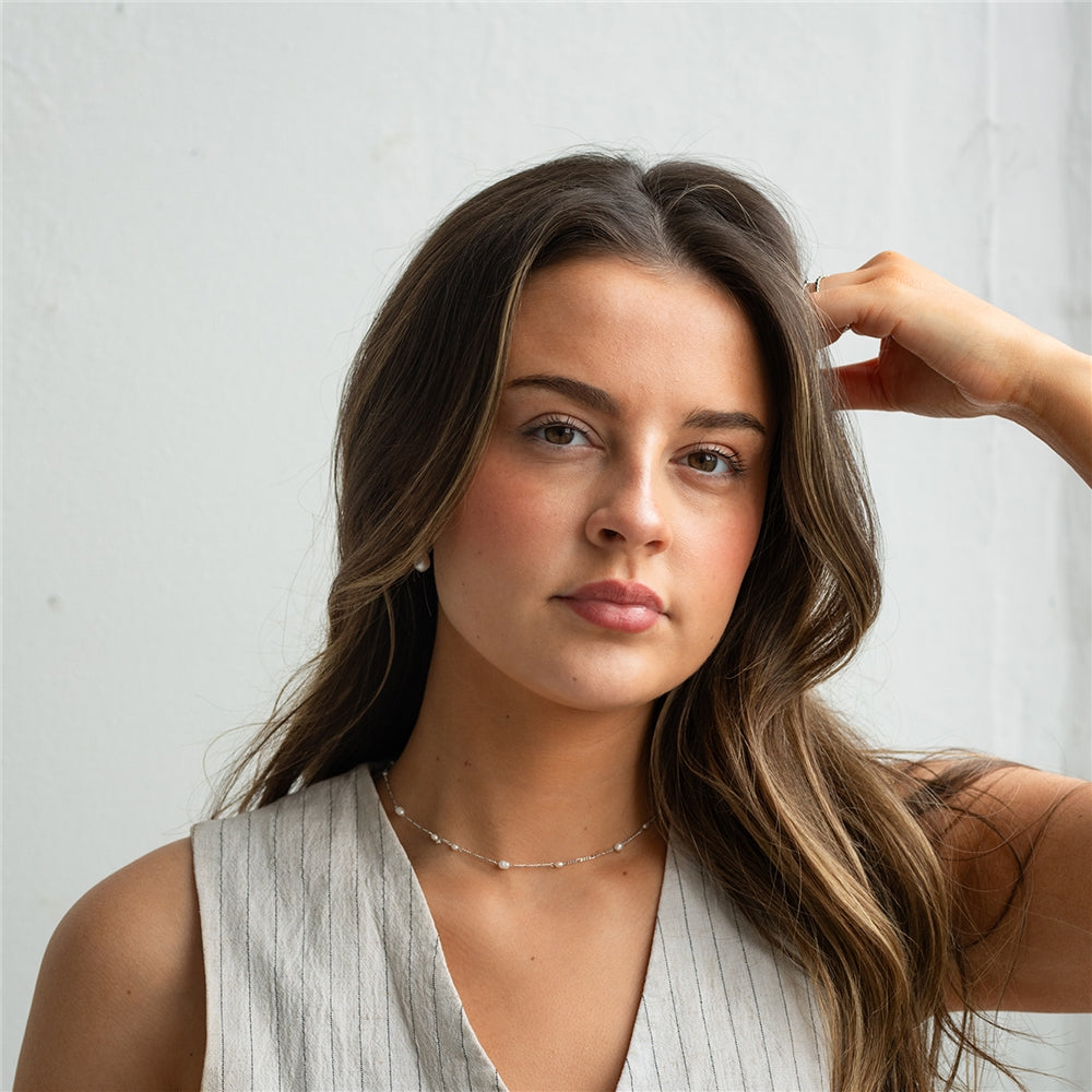 Seek + Find Worthy Silver Freshwater Pearl Necklace