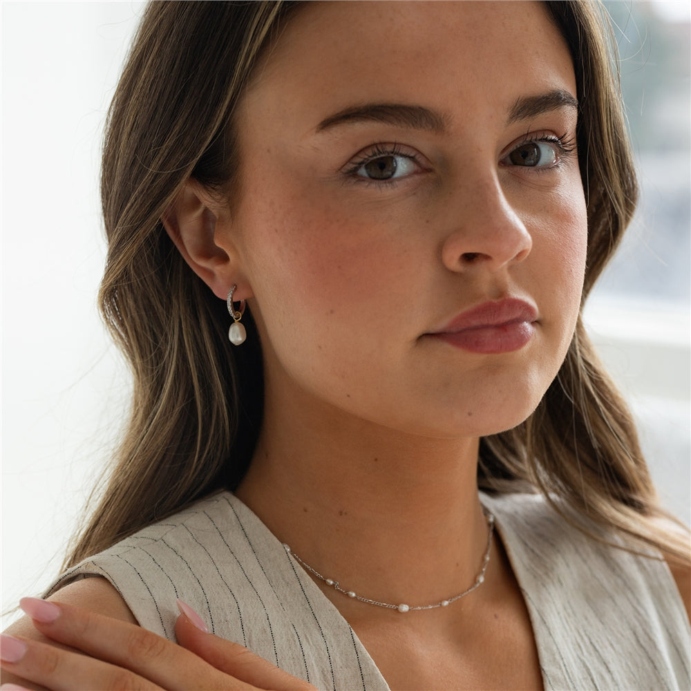 Seek + Find Worthy Silver Freshwater Pearl Necklace