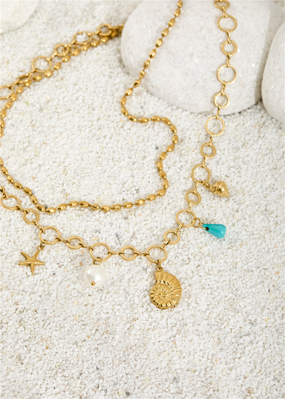 Over & Over Gold 14k Stainless Steel Shell Charm Necklace