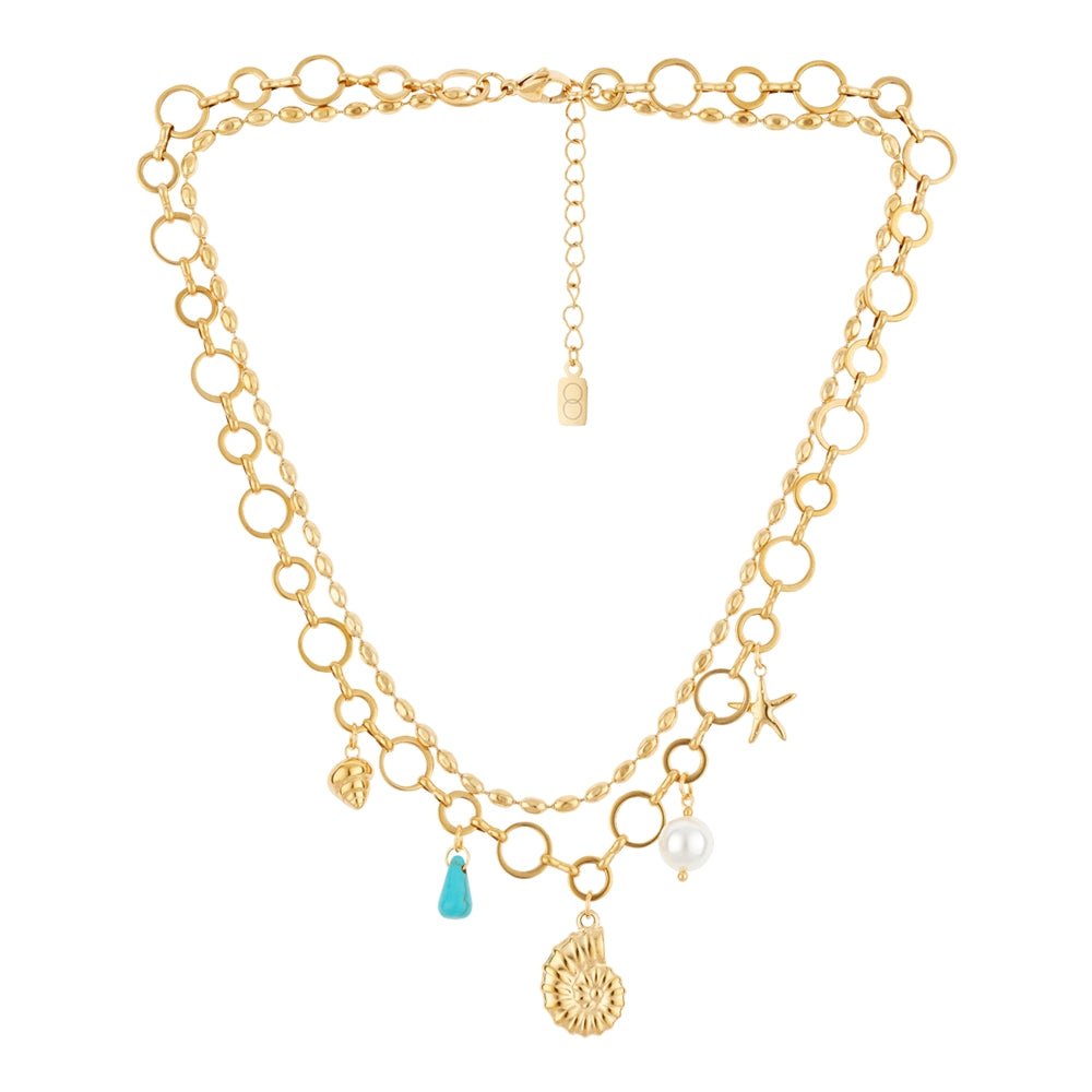 Over & Over Gold 14k Stainless Steel Shell Charm Necklace