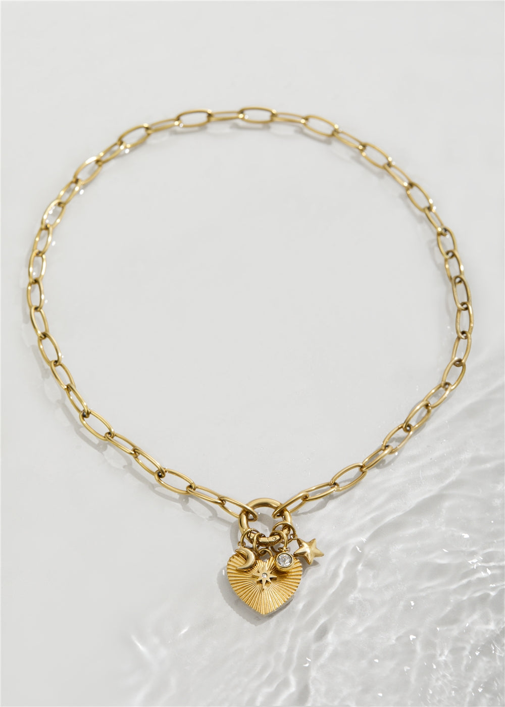 Over & Over Gold 14k Stainless Steel Heart Charm Necklace