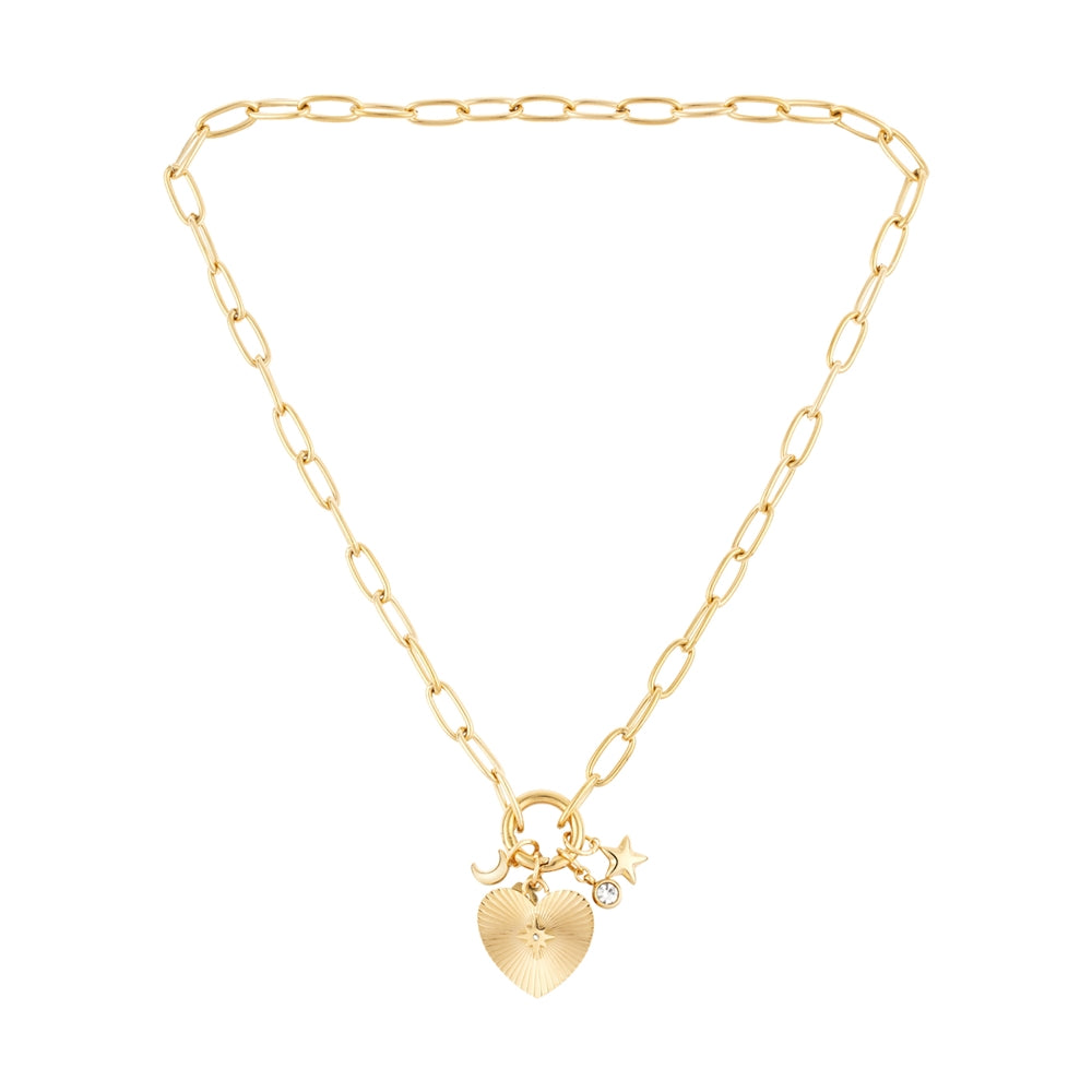 Over & Over Gold 14k Stainless Steel Heart Charm Necklace