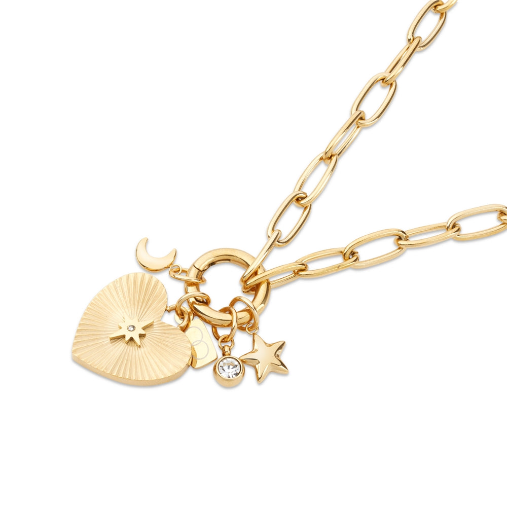 Over & Over Gold 14k Stainless Steel Heart Charm Necklace