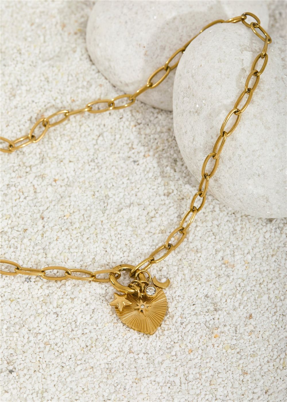 Over & Over Gold 14k Stainless Steel Heart Charm Necklace