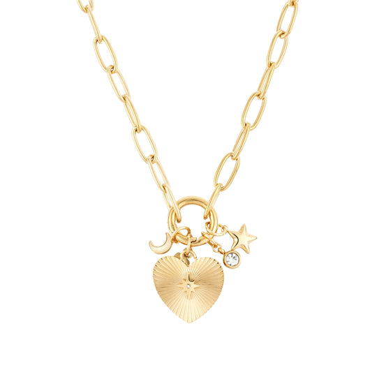 Over & Over Gold 14k Stainless Steel Heart Charm Necklace