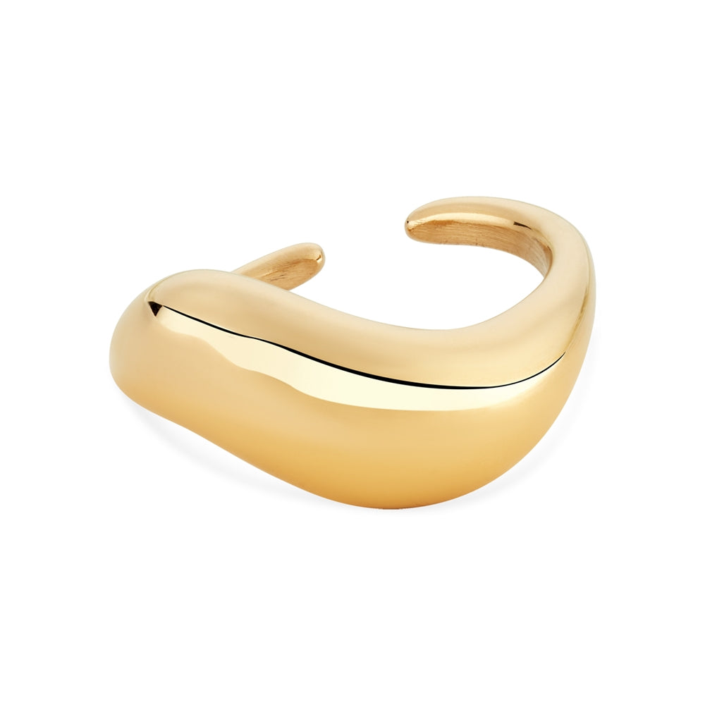 Over & Over Gold 14k Stainless Steel Adjustable Wave Ring