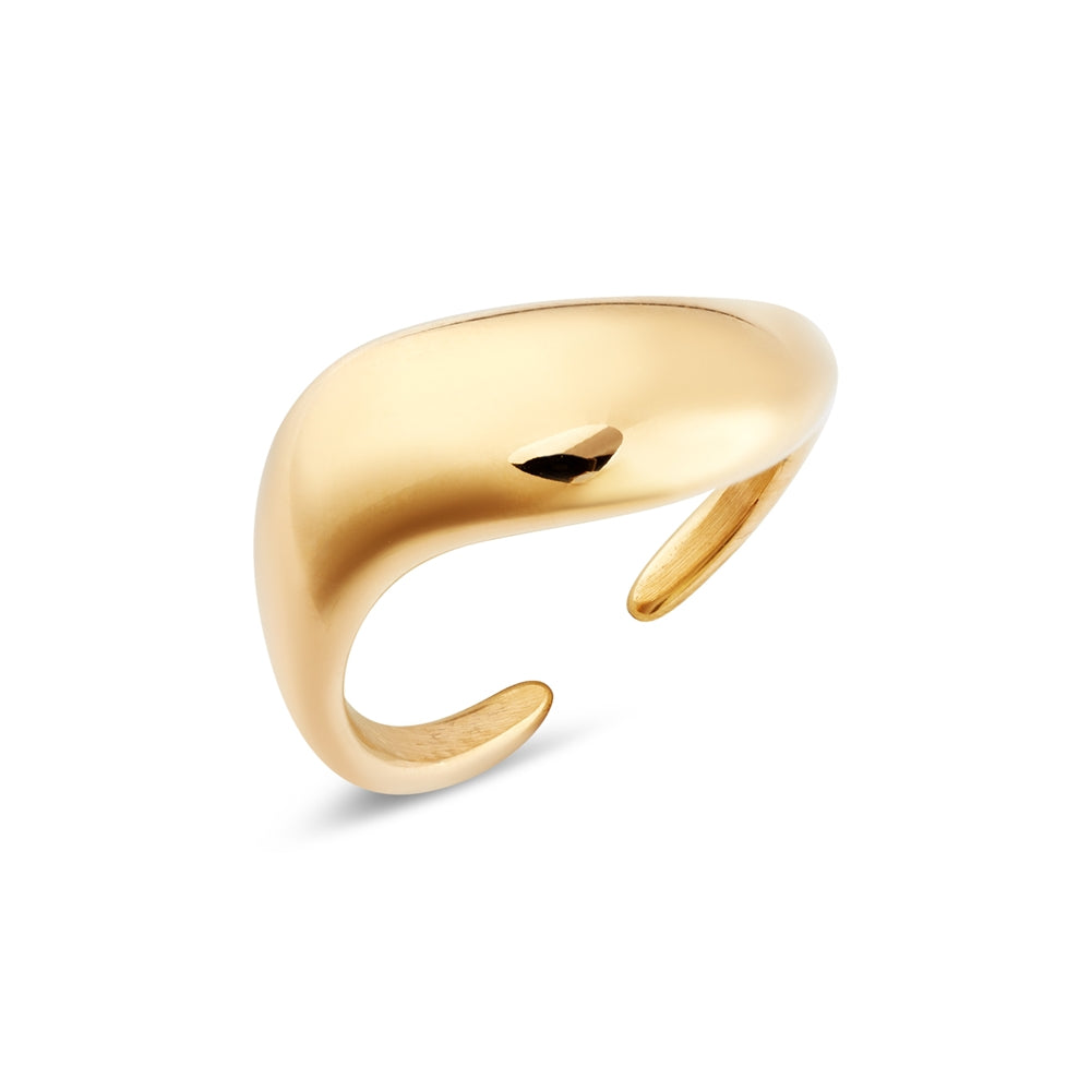 Over & Over Gold 14k Stainless Steel Adjustable Wave Ring