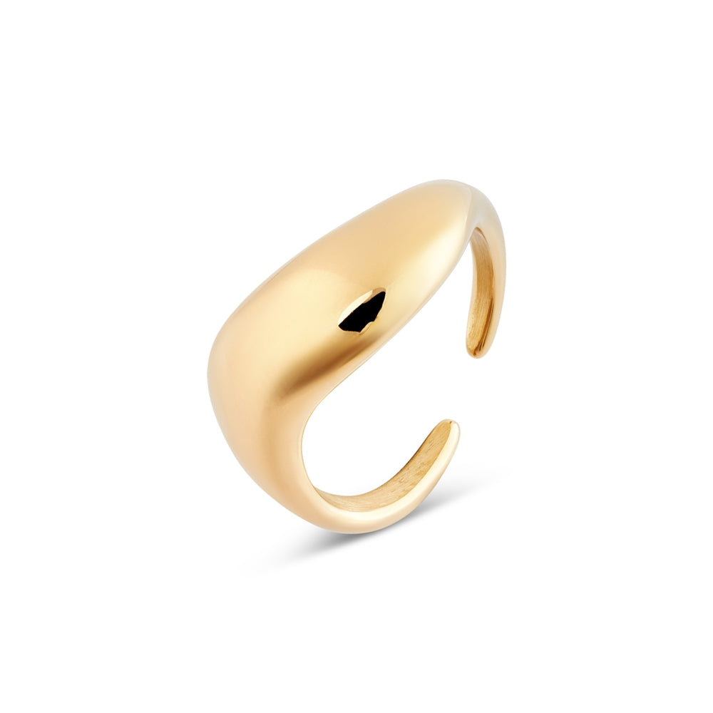 Over & Over Gold 14k Stainless Steel Adjustable Wave Ring