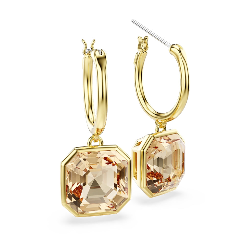 Swarovski Gold Millenia Caramel Square Cut Hoop Earrings