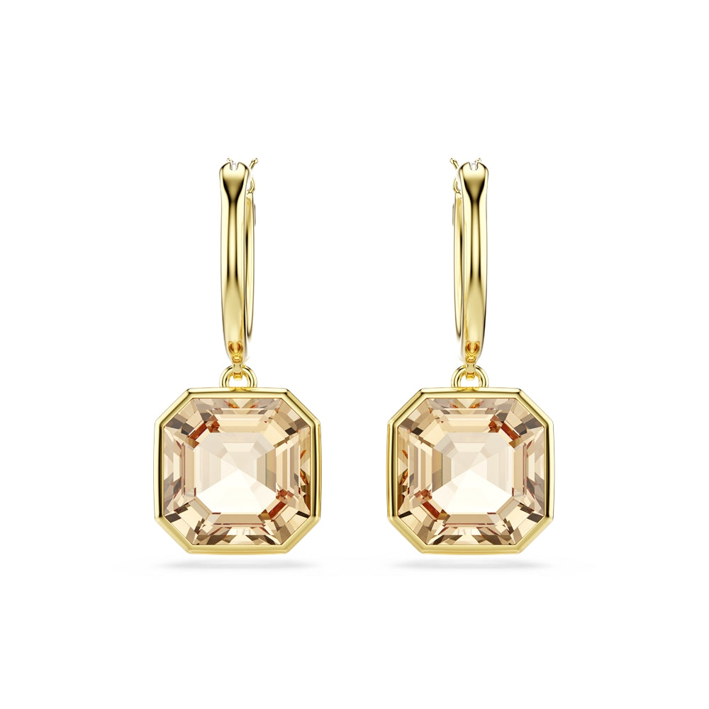 Swarovski Gold Millenia Caramel Square Cut Hoop Earrings