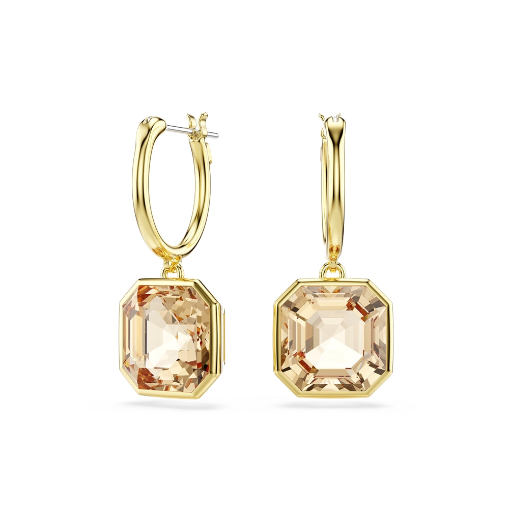 Swarovski Gold Millenia Caramel Square Cut Hoop Earrings