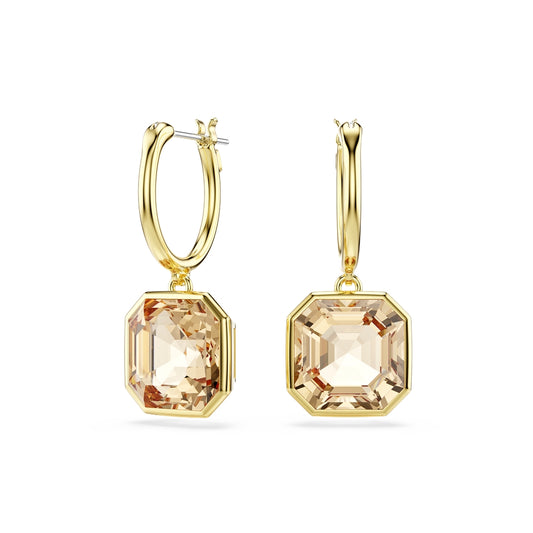 Swarovski Gold Millenia Caramel Square Cut Hoop Earrings