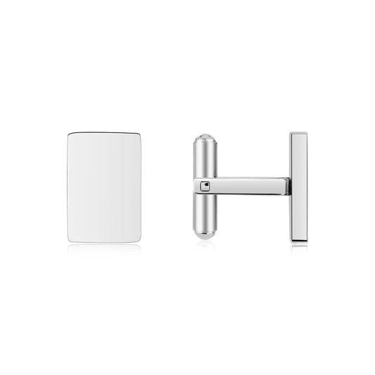 Over & Over Silver Men's Stainless Steel Plain Engravable Cufflinks