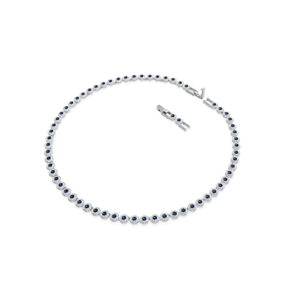 Swarovski Una Angelic Blue Round Cut Tennis Necklace