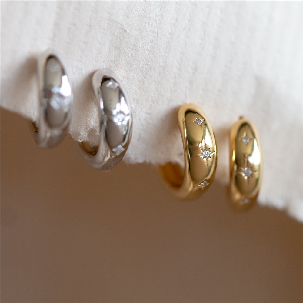 Seek + Find Shine Dome Silver Huggies