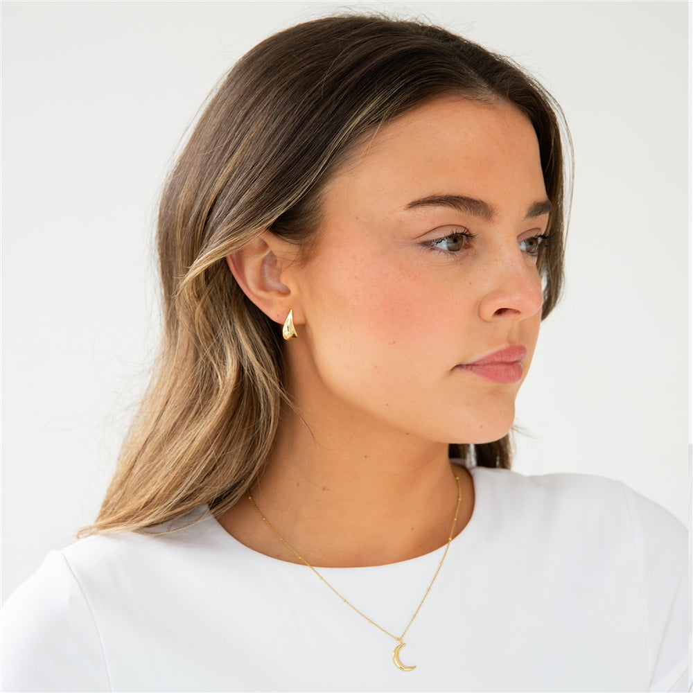 Seek + Find This Too Shall Pass Crescent Moon Gold Necklace