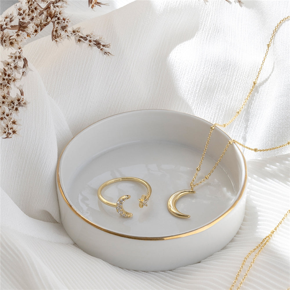 Seek + Find This Too Shall Pass Crescent Moon Gold Necklace