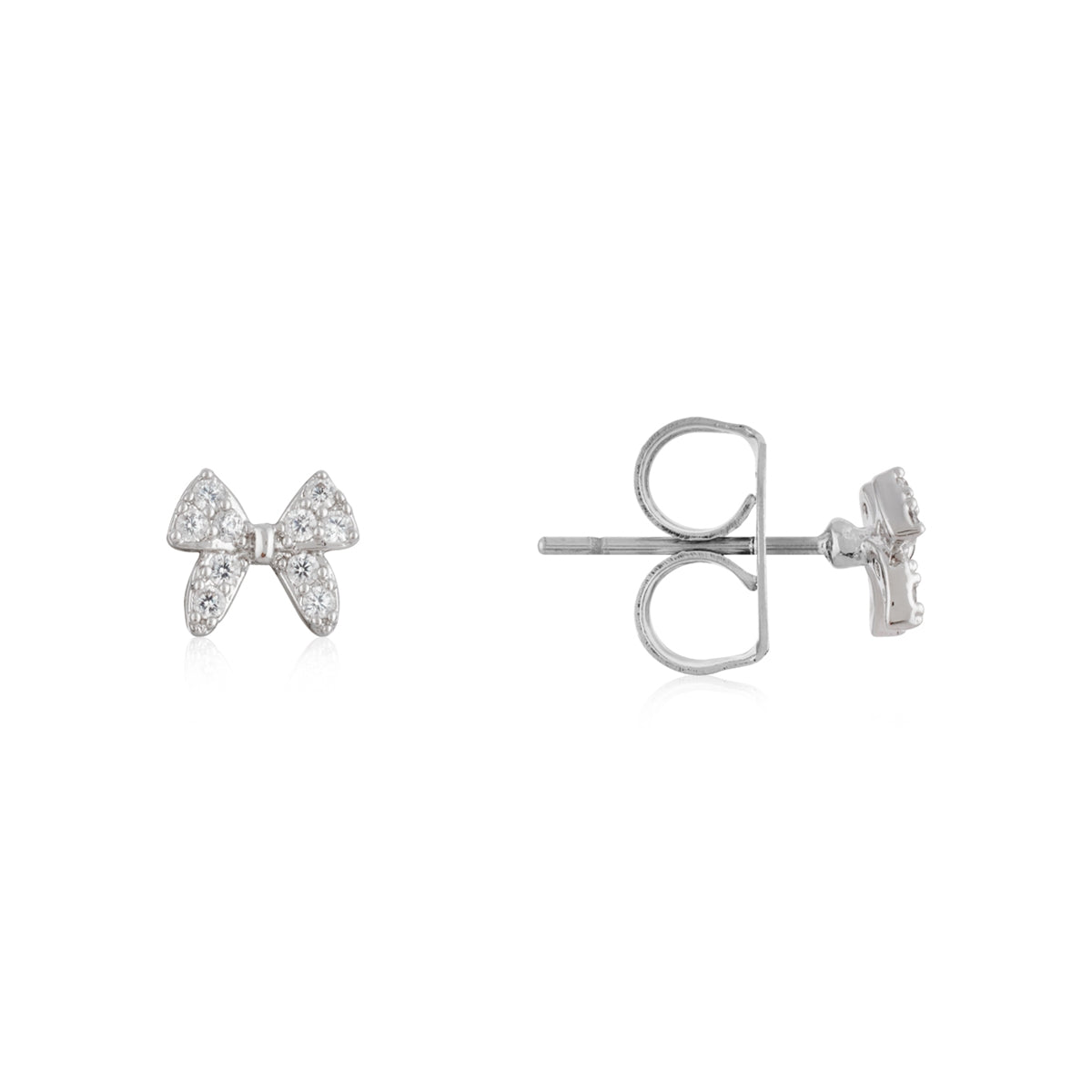 August Woods Silver Kids 2 Pack Bow CZ Earrings