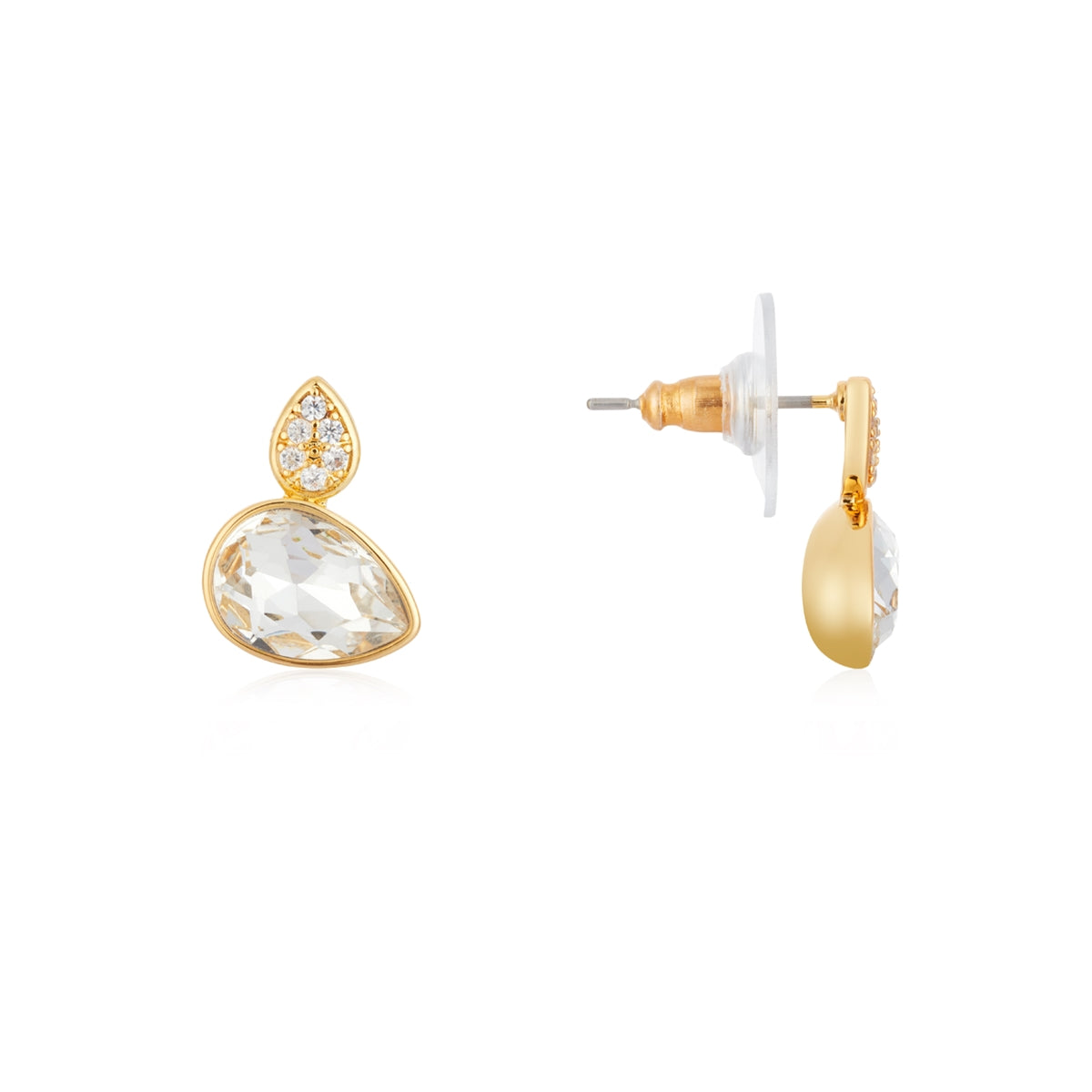 August Woods Gold Classic Jewel CZ Earrings