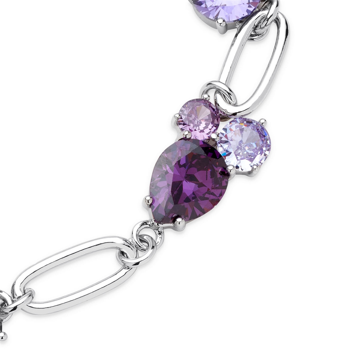 August Woods Silver Cosmic Jewel Purple Cluster Bracelet