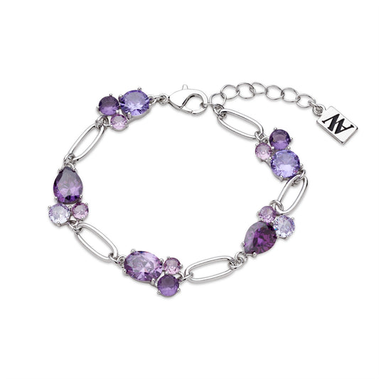 August Woods Silver Cosmic Jewel Purple Cluster Bracelet
