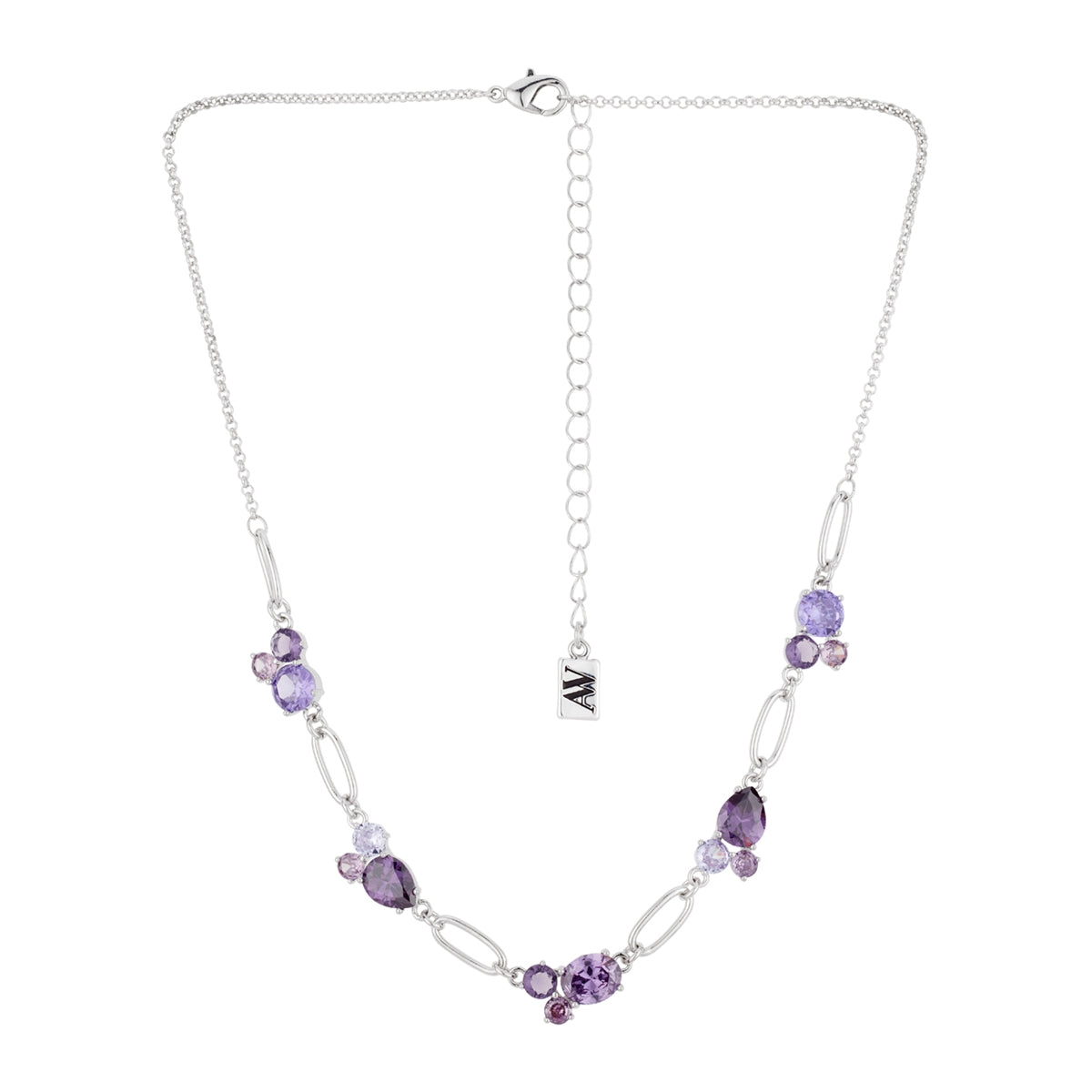 August Woods Silver Cosmic Jewel Purple Cluster Necklace