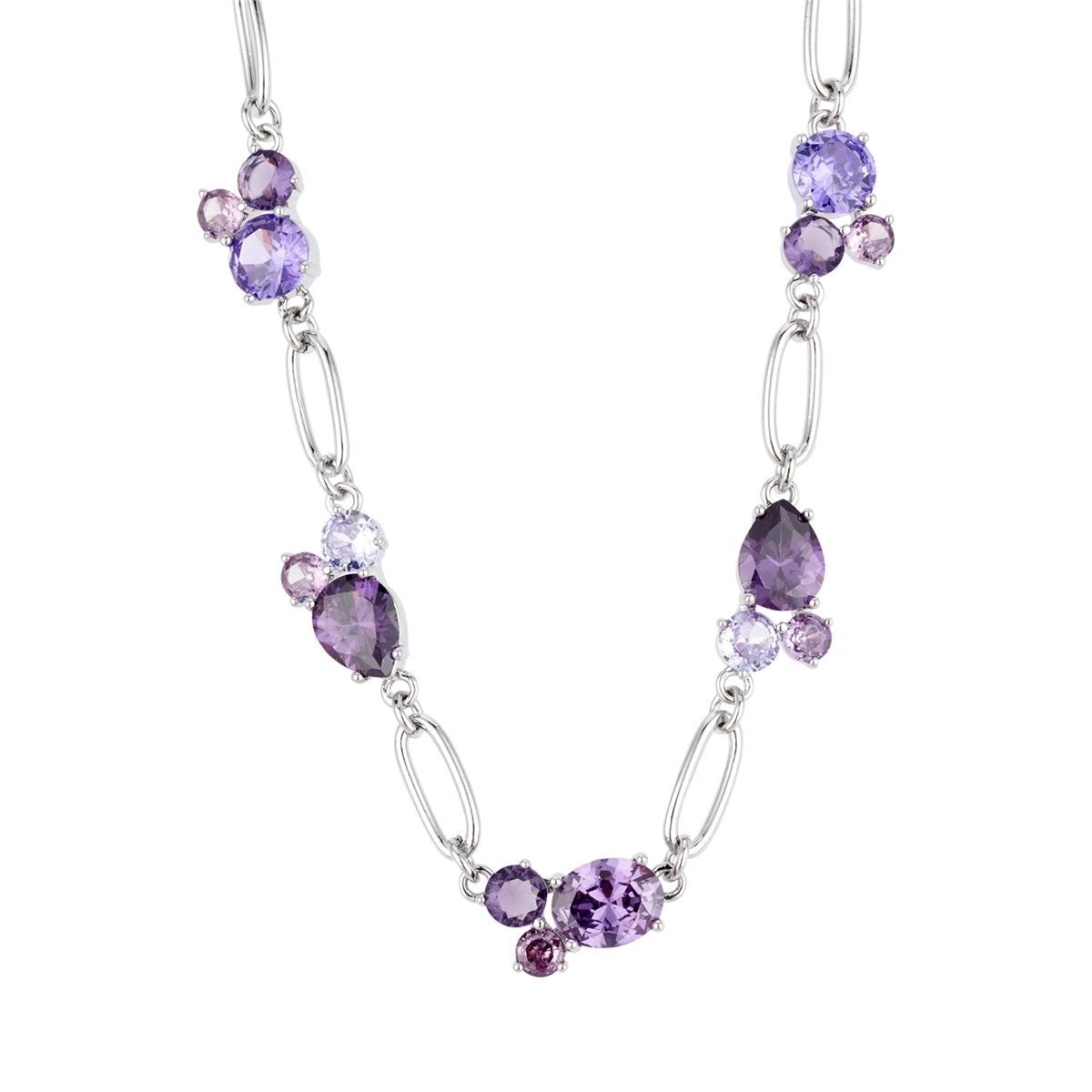 August Woods Silver Cosmic Jewel Purple Cluster Necklace