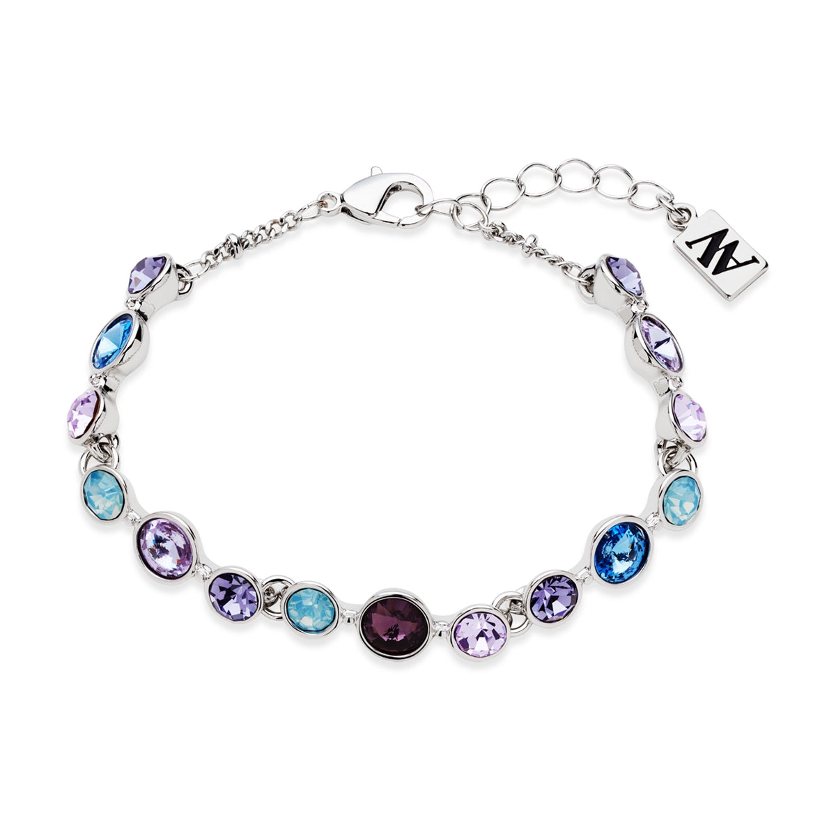 August Woods Silver Cosmic Jewel Purple Blue CZ Bracelet