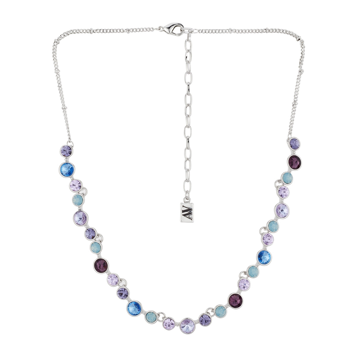 August Woods Silver Cosmic Jewel Purple Blue CZ Necklace