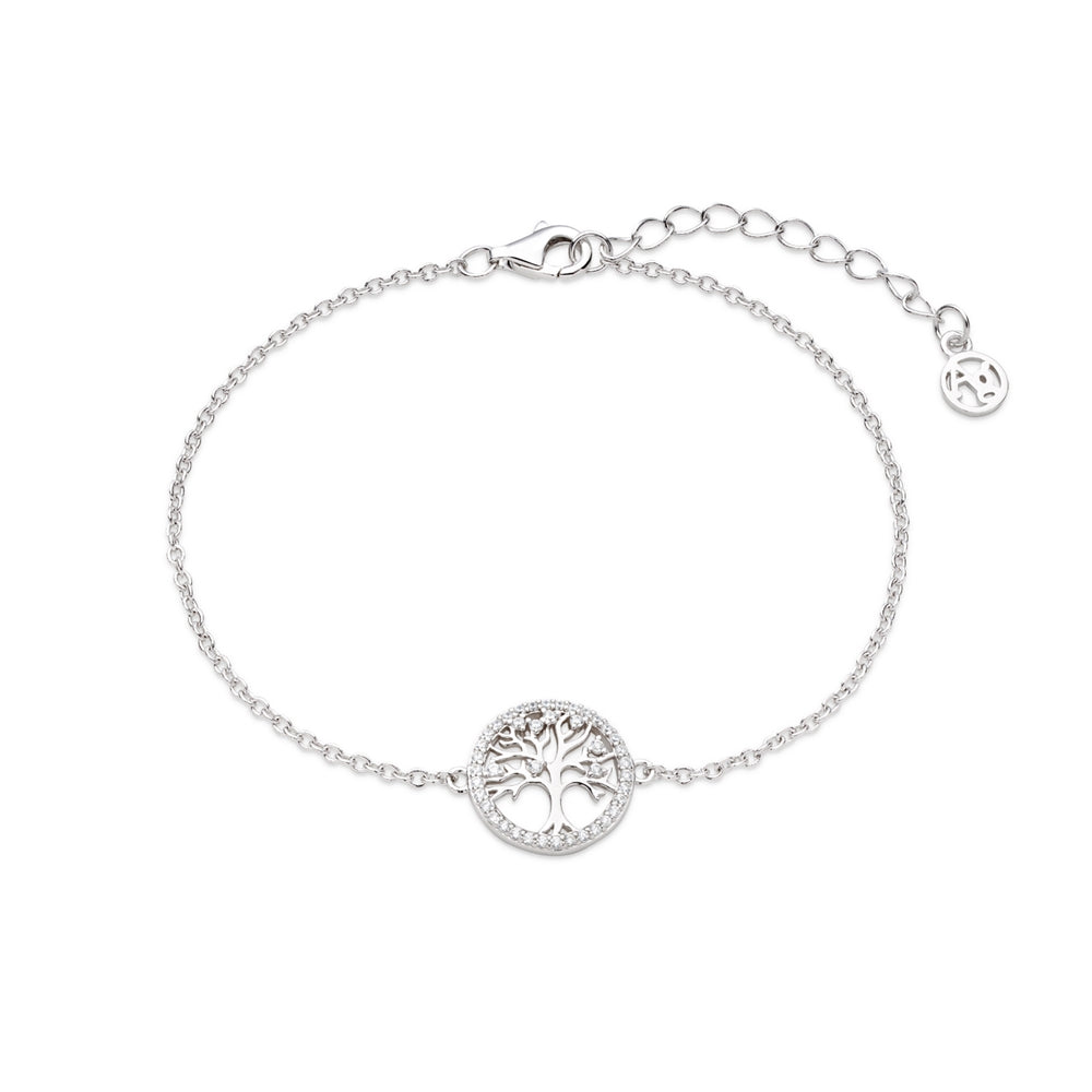Argento Silver Halo CZ Tree of Life Bracelet