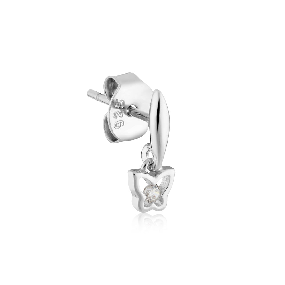 Argento Silver Kids Butterfly Drop Stud Earrings
