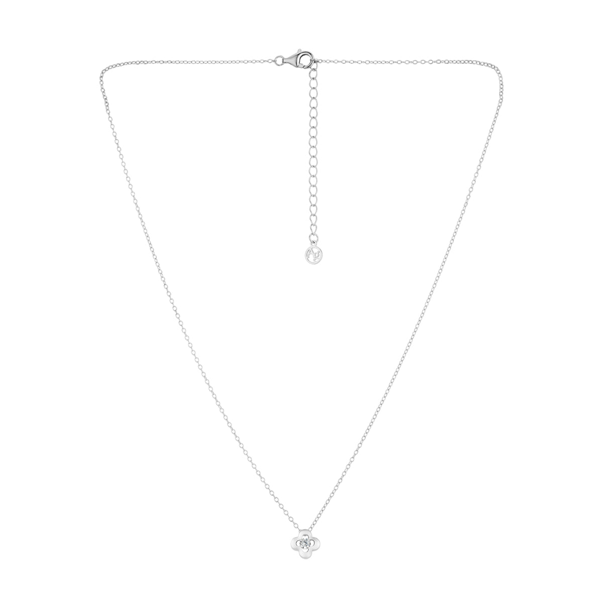 Argento Silver Kids CZ Clover Necklace