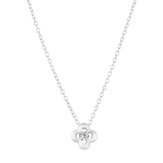 Argento Silver Kids CZ Clover Necklace