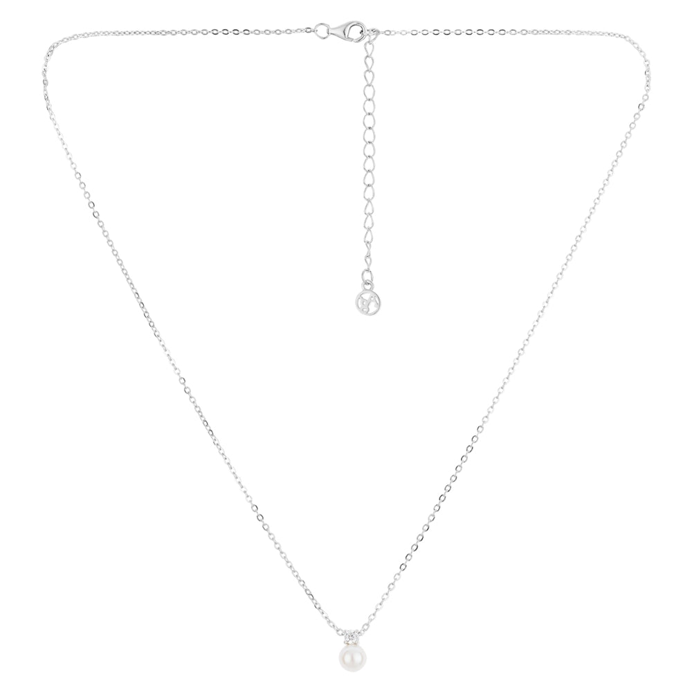 Argento Silver Kids Natural CZ Pearl Necklace
