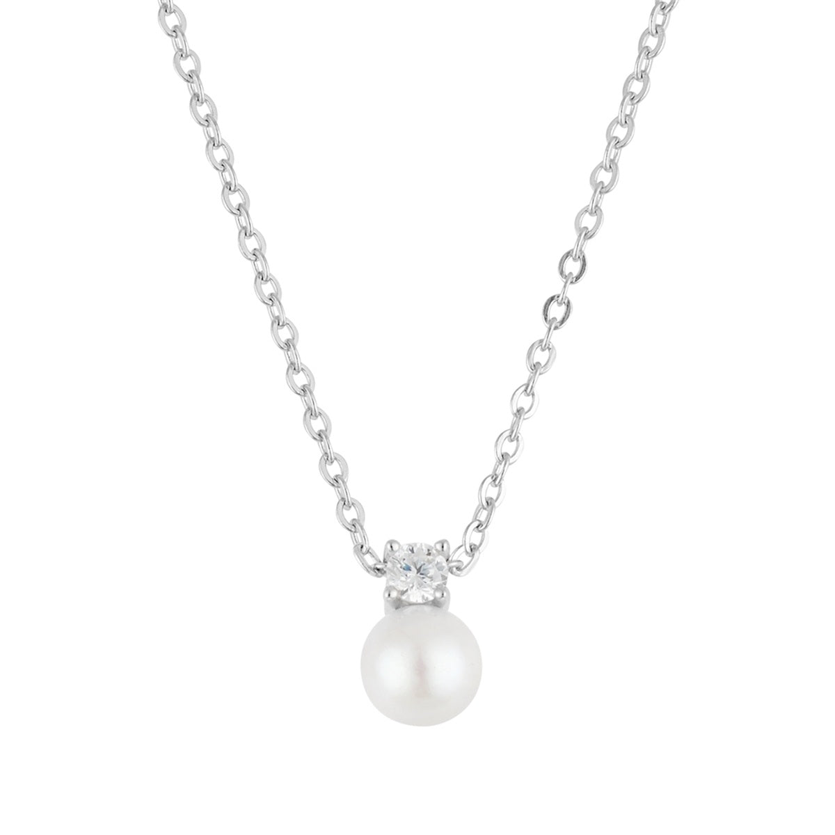 Argento Silver Kids Natural CZ Pearl Necklace