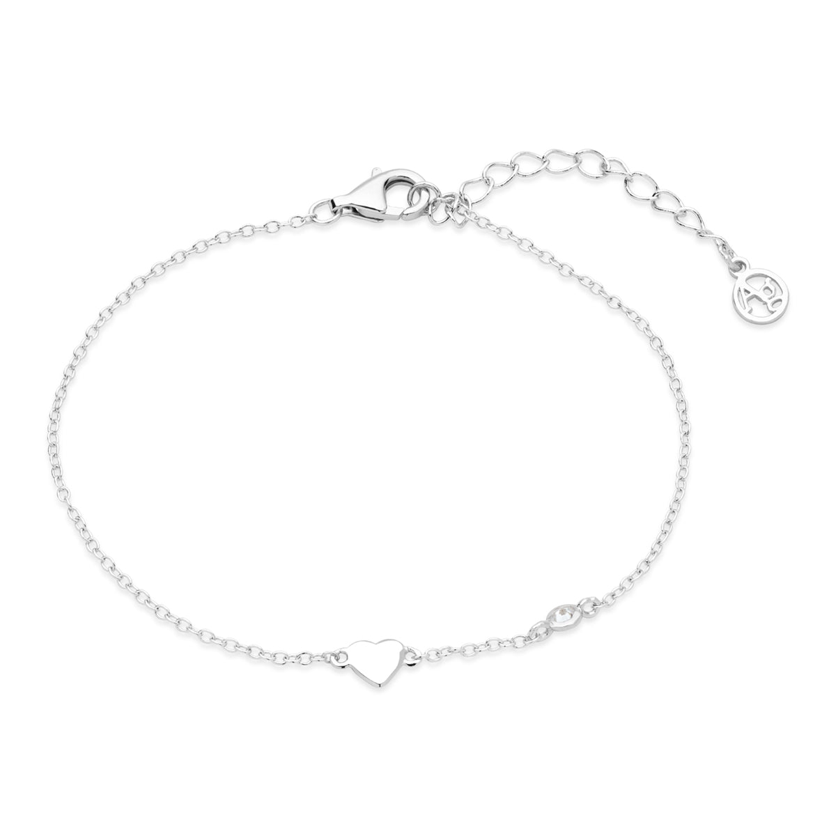 Argento Silver Mini CZ Heart Bracelet