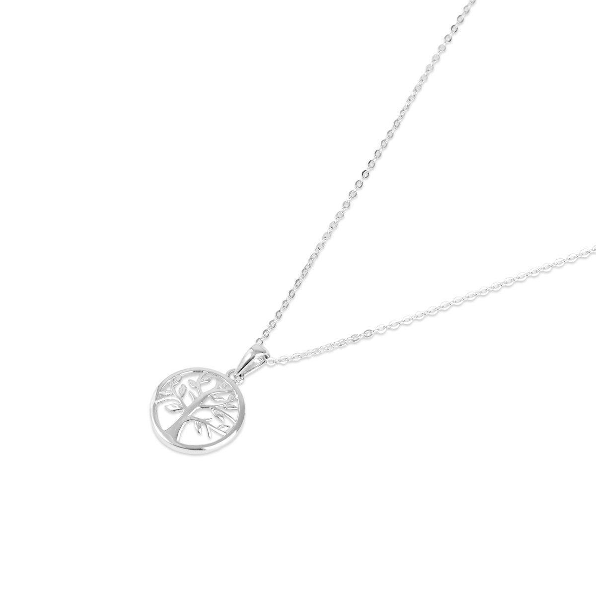 Argento Silver Plain Tree of Life Necklace
