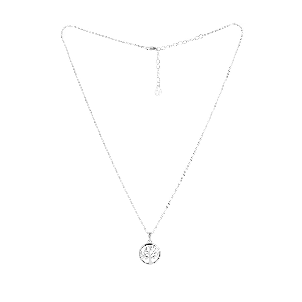 Argento Silver Plain Tree of Life Necklace