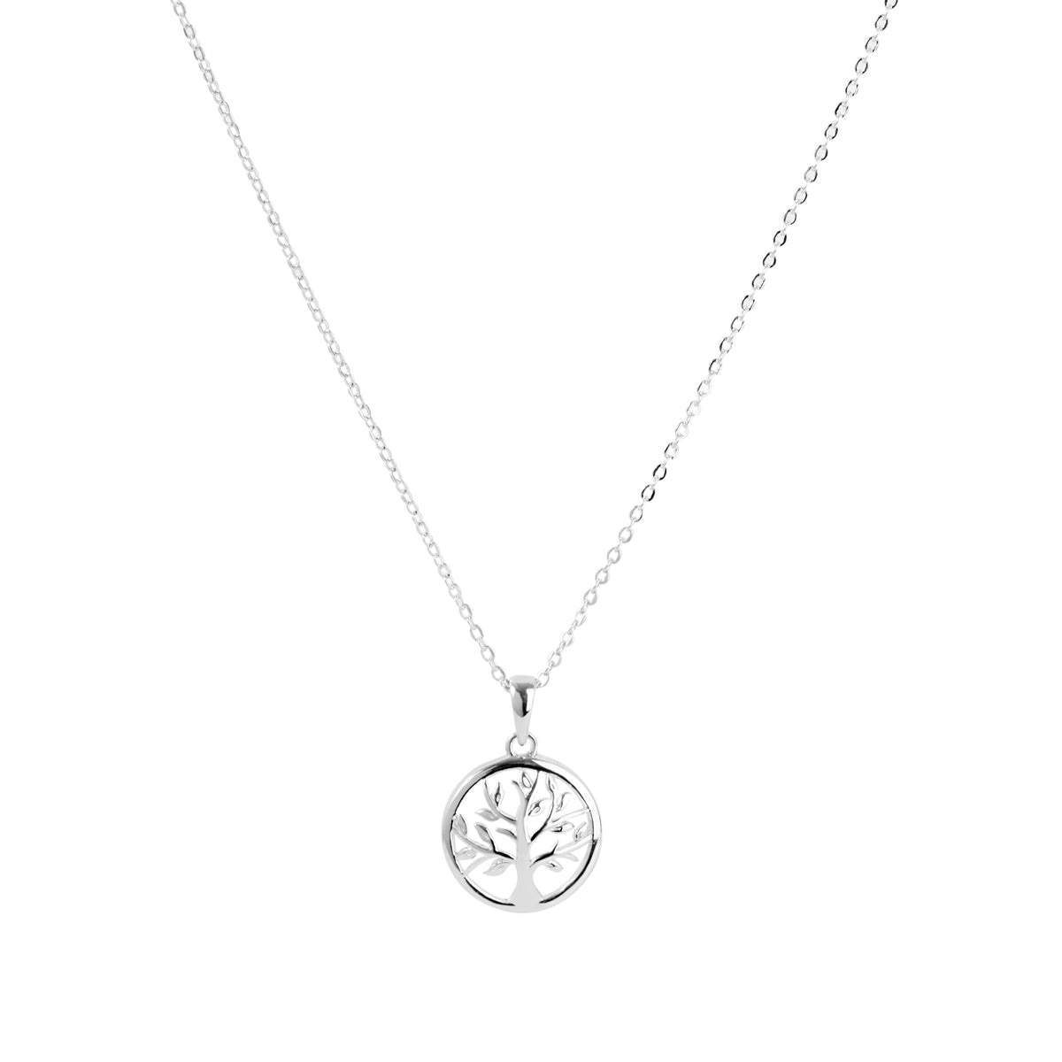 Argento Silver Plain Tree of Life Necklace