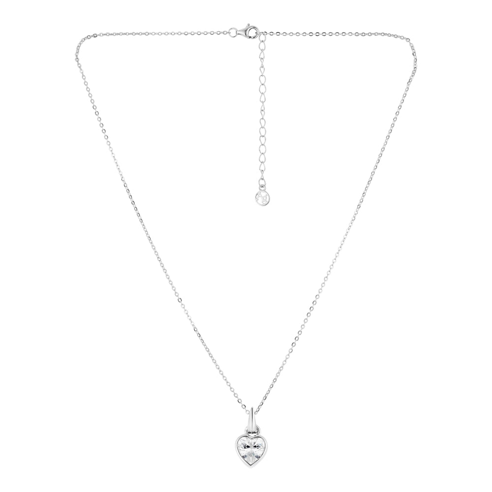 Argento Silver Solitaire Heart Necklace