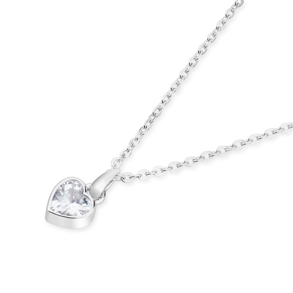 Argento Silver Solitaire Heart Necklace