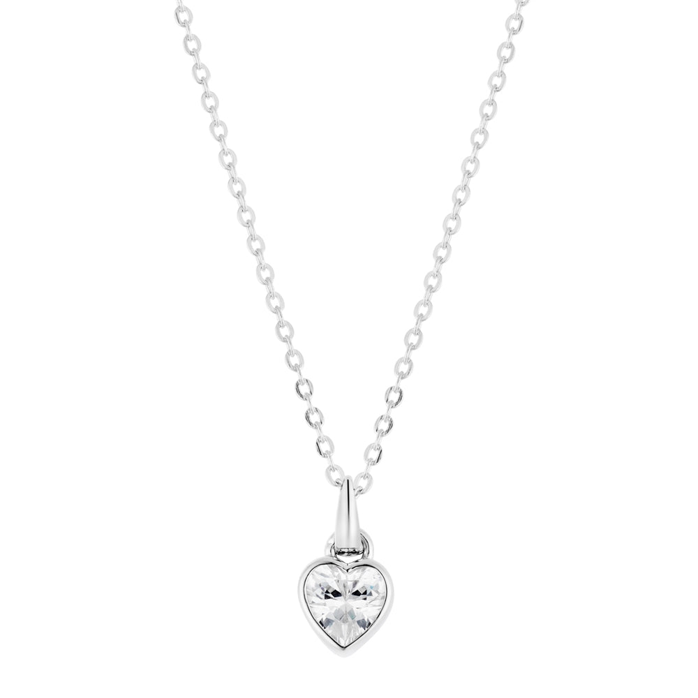 Argento Silver Solitaire Heart Necklace