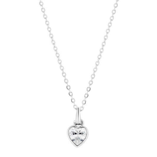 Argento Silver Solitaire Heart Necklace